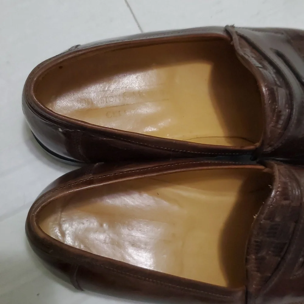 Johnston & Murphy Cellini Brown Leather Woven Italian Slip On Dress Shoes 7M